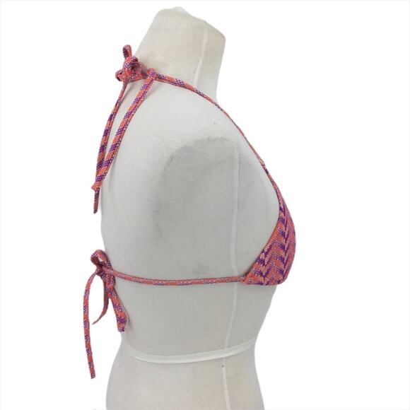 Melissa Odabash Pink Print Triangle Tie Bikini Top Size 10 - Picture 2 of 5